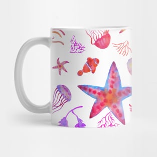 Starfish and jellyfish pattern Mug